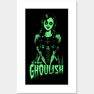 Goth dead girl, Stay Ghoulish! (green version) Posters and Art